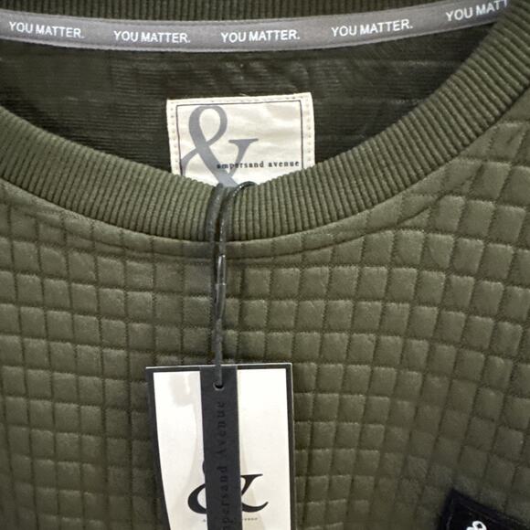 Ampersand Avenue Quilted Pullover Hoodie Size Medium Olive Fall NWT Oversized - Picture 2 of 13